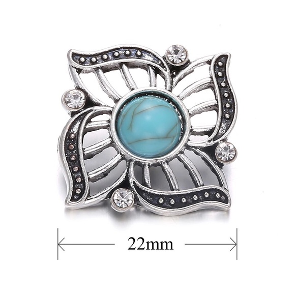 Snap! Button turquoise cabochon - Picture 2 of 5